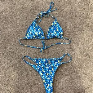blue floral shein bikini